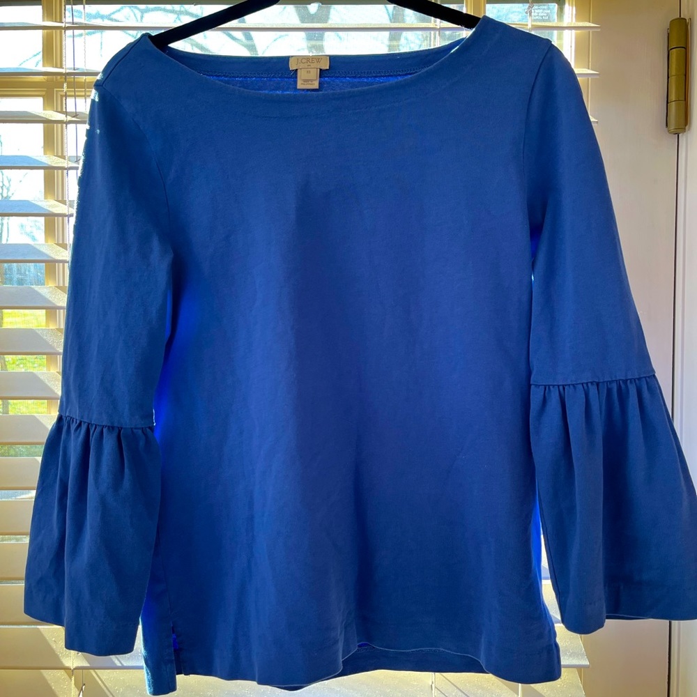 J. Crew Royal blue ladies top with blousy bell sleeve
